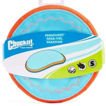 Chuckit! Paraflight Flying Disc Dog Toy - Water Floating Flyer - Durable Nylon Construction with Soft Rubber Edges - For Small and Medium Dogs - Size Small - 6.75" L x 6.75" W - Pack of 1