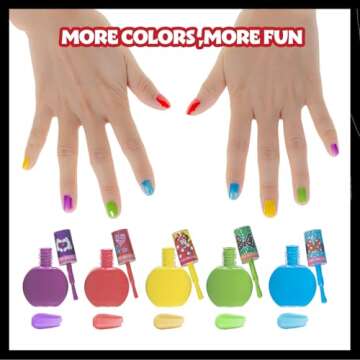 Townley Girl Disney Minnie Mouse 18 Piece Water-Based Nail Polish Set, Quick Dry and Peels-Off, Nail Paint Set for Girls, Perfect for Parties, Sleepovers and Makeovers, Ages 3