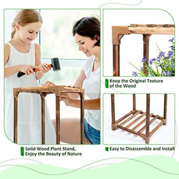 cfmour Wood Plant Stand - Stylish 3 Tier Indoor Outdoor Rack