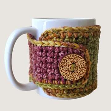 Fall Coffee Mug Cozy Sleeve, Autumn Tea Cozy, Spiced Cedar Cup Cover
