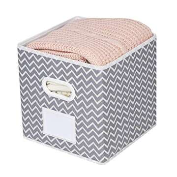 MAX Houser Fabric Cloth Storage Bins,Foldable Storage Cubes Organizer Baskets with Dual Handles for Home Bedroom Storage,Set of 6 (Grey)