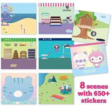 Craft-tastic Sticker It Up! – Reusable Sticker Book for Kids – 650+ Repositionable Stickers Create Designs on 8 Scene Pages for Hours of Mess-Free, Screen-Free Fun
