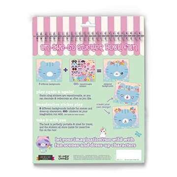 Craft-tastic Sticker It Up! – Reusable Sticker Book for Kids – 650+ Repositionable Stickers Create Designs on 8 Scene Pages for Hours of Mess-Free, Screen-Free Fun