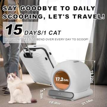 Giosuan Self Cleaning Cat Litter Box, Smart Automatic Cat Litter Box with Safety Protection/65L+9L L...