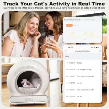 Giosuan Self Cleaning Cat Litter Box, Smart Automatic Cat Litter Box with Safety Protection/65L+9L Large Capacity/APP Control/Anti-Pinch for Multiple Cats - Grey