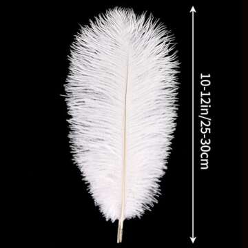 THARAHT White Ostrich Feathers 24pcs Natural Bulk 10-12Inch 25cm-30cm for Crafts Wedding Party Cente...