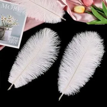 THARAHT White Ostrich Feathers 24pcs Natural Bulk 10-12Inch 25cm-30cm for Crafts Wedding Party Centerpieces Easter Gatsby and Christmas Tree Decoration Feathers