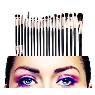 NEJLSD Eye Makeup Brushes Set 20, Eyeliner Eyeshadow Blending Brush, Wool Make Up Brush Set,Powder Face Foundation Eyeshadow Eyeliner Lip Cosmetic Brushes