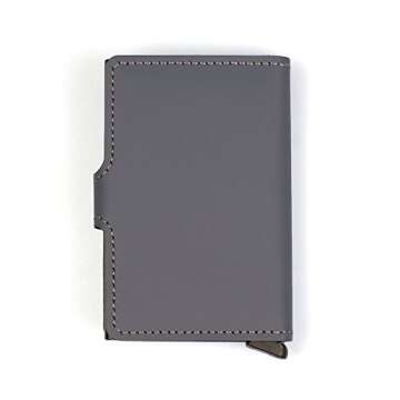 SECRID - Men's Mini wallet Genuine Matte Leather With RFID Safe Card Case for max 12 cards (Grey)