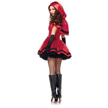 Leg Avenue 2 Piece Gothic Riding Costume Set-Sexy Hooded Cape and Peasant Dress for Women, Red/White...