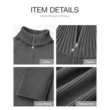 BTFBM Women’s Casual Long Sleeve Half Zip Pullover Sweaters Solid V Neck Collar Ribbed Knitted Loose Slouchy Jumper Tops(Solid Dark Grey, Large)