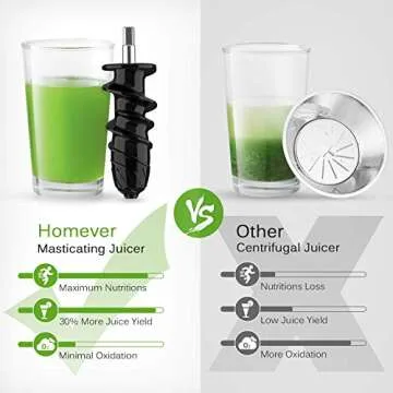 Slow Masticating Juicer Extractor, Homever Cold Press Juicer Machines,Celery Juicer for Home,Wheatgrass Juicer Easy to Clean and Quiet Motor, BPA Free Juicer for Vegetables and Fruits, Silver