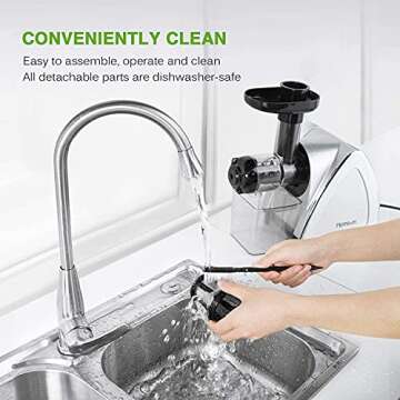 Slow Masticating Juicer Extractor, Homever Cold Press Juicer Machines,Celery Juicer for Home,Wheatgrass Juicer Easy to Clean and Quiet Motor, BPA Free Juicer for Vegetables and Fruits, Silver