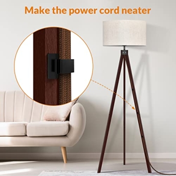 LEPOWER Wood Tripod Floor Lamp, Mid Century Standing Lamp, Modern Design Studying Light for Living Room, Bedroom, Study Room and Office, Flaxen Lamp Shade with E26 Lamp Base Walnut