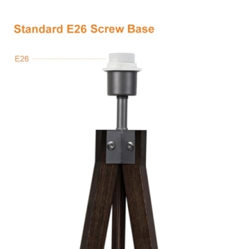 LEPOWER Wood Tripod Floor Lamp, Mid Century Standing Lamp, Modern Design Studying Light for Living Room, Bedroom, Study Room and Office, Flaxen Lamp Shade with E26 Lamp Base Walnut