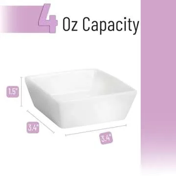 BTaT- Ramekins, Square, 4 oz, Set of 6, Oven Safe Ramekins, Creme Brulee Ramekins, Ramekins 4 oz, Creme Brulee Dishes, Small Ramekins, Ramekins Oven Safe, Mini Ramekins, Porcelain Souffle Ramekins