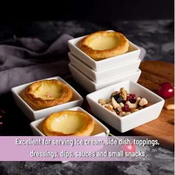BTaT- Ramekins, Square, 4 oz, Set of 6, Oven Safe Ramekins, Creme Brulee Ramekins, Ramekins 4 oz, Creme Brulee Dishes, Small Ramekins, Ramekins Oven Safe, Mini Ramekins, Porcelain Souffle Ramekins