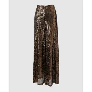 CHICME BEST SHOPPING DEALS Women Sequin High Waisted Pants Sparkly Wide Leg Flared Trousers Shiny Party Clubwear Long Pants