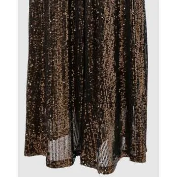 CHICME BEST SHOPPING DEALS Women Sequin High Waisted Pants Sparkly Wide Leg Flared Trousers Shiny Party Clubwear Long Pants