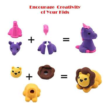 KIZZBY 30PCS Animal Erasers for Kids Fun Gifts