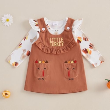 Cute Baby Girl Thanksgiving Outfit Turkey Romper Set
