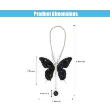Bling Butterfly Diamond Car Hanging Accessories, Crystal Car Rear View Mirror Charms Car Decorative ...