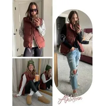 Athlisan Women Zip Up Stylish Puffer Vest for Winter