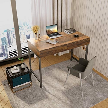 CubiCubi 40 Inch Computer Desk with 2 Drawers - Ideal for Home Offices
