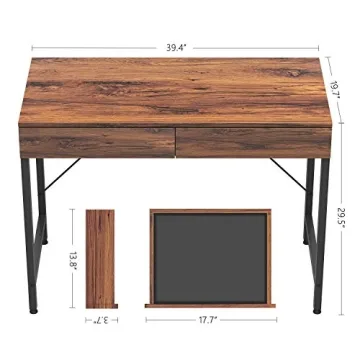 CubiCubi 40 Inch Computer Desk with 2 Drawers - Ideal for Home Offices
