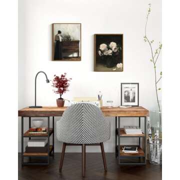 VIYYIEA Floral Framed Wall Art, Rose Flower Vintage Art Decor Room Aesthetic, 12x16 Inch Canvas Prin...