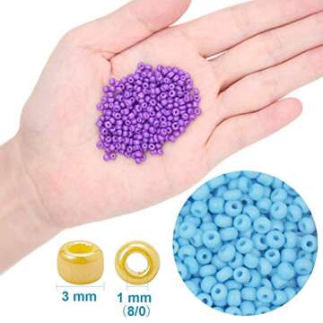 EuTengHao 13200Pcs Glass Seed Beads Small Craft Beads Small Beads for DIY Bracelet Necklaces Crafting Jewelry Making Supplies with Two 0.6mm Clear Bracelet String (3mm, 550 Per Color, 24 Colors)