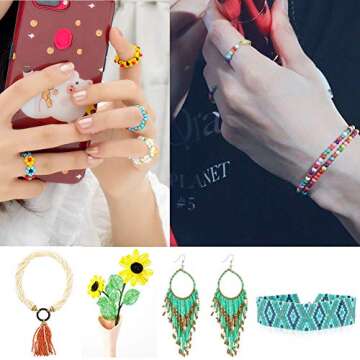 EuTengHao 13200Pcs Glass Seed Beads Small Craft Beads Small Beads for DIY Bracelet Necklaces Crafting Jewelry Making Supplies with Two 0.6mm Clear Bracelet String (3mm, 550 Per Color, 24 Colors)