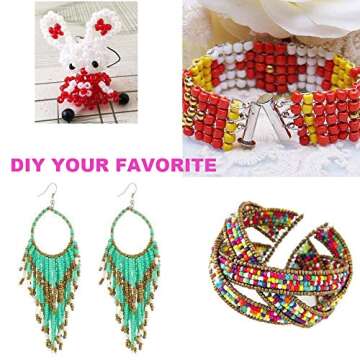 EuTengHao 13200Pcs Glass Seed Beads Small Craft Beads Small Beads for DIY Bracelet Necklaces Crafting Jewelry Making Supplies with Two 0.6mm Clear Bracelet String (3mm, 550 Per Color, 24 Colors)