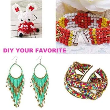 EuTengHao 13200Pcs Glass Seed Beads Small Craft Beads Small Beads for DIY Bracelet Necklaces Crafting Jewelry Making Supplies with Two 0.6mm Clear Bracelet String (3mm, 550 Per Color, 24 Colors)