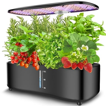 Large Tank Hydroponics Growing System 12 Pods, Herb Garden Kit Indoor with Grow Lights, Plants Germi...