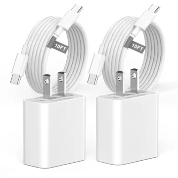 Matsusho iPhone 16 15 Charger Fast Charging 10 FT, 2 Pack 20W USB C Wall Charger with 10FT Long Type...