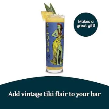 Libbey Zombie Blue Glass Tumbler Set, Vintage-Style Tiki Drinking Glasses Set of 4, Exotic, Tall Drinking Glass Cups for Backyard Luau or Pool Party