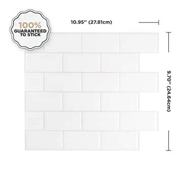 SMART TILES Peel and Stick Backsplash - 10 Sheets of 10.95" x 9.70" - 3D Adhesive Peel and Stick Til...