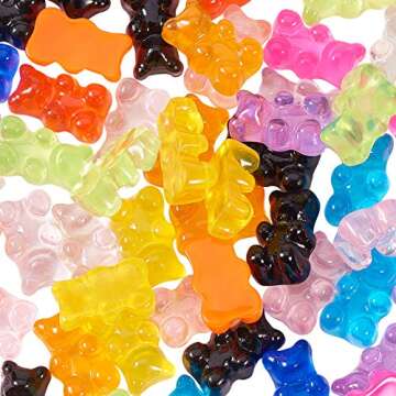 200 Colorful Gummy Bear Charms for Crafting & Decoration
