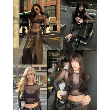 Chic Avidlove Sheer Long Sleeve Tops for Women
