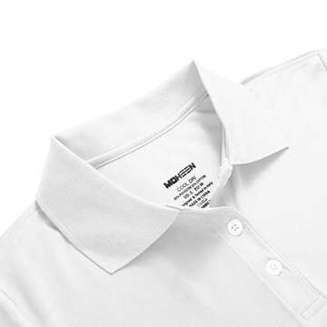 MOHEEN Women's Short Sleeve Polo Shirts Moisture Wicking Performance Athletic Golf Polo (White,M)
