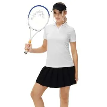 MOHEEN Women's Short Sleeve Polo Shirts Moisture Wicking Performance Athletic Golf Polo (White,M)