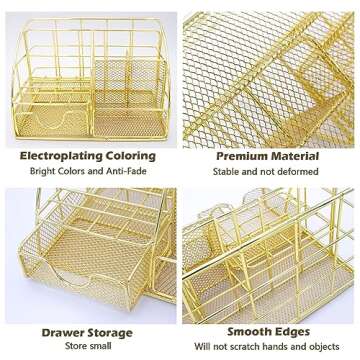 YOLOZAI Stylish Rose Gold Desk Organizers 13PCS Set