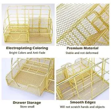 YOLOZAI Stylish Rose Gold Desk Organizers 13PCS Set