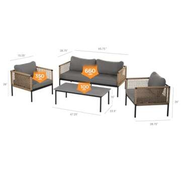Grand Patio Stylish Outdoor 4-Piece Wicker Furniture Set