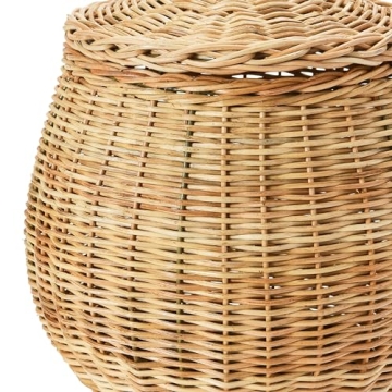 Hand-Woven Wicker Storage Baskets with Lids Set of 2