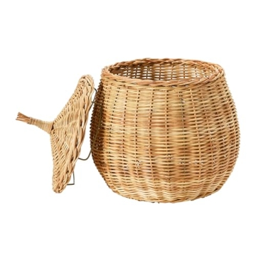 Hand-Woven Wicker Storage Baskets with Lids Set of 2