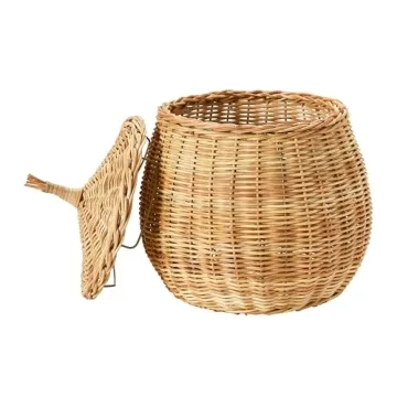 Hand-Woven Wicker Storage Baskets with Lids Set of 2