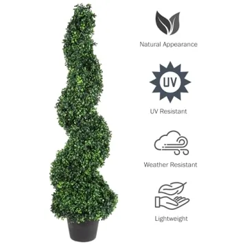 50-Inch Faux Boxwood Topiary for Home & Garden Decor