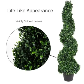 50-Inch Faux Boxwood Topiary for Home & Garden Decor